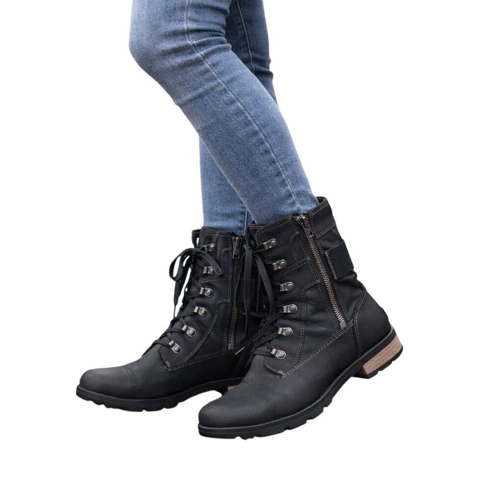 Sorel Black Waterproof Lace-Up Combat Boots Women’s Size 10.5